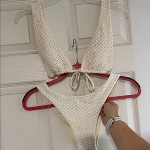 Monday Swimwear Cream Crochet Bikini
